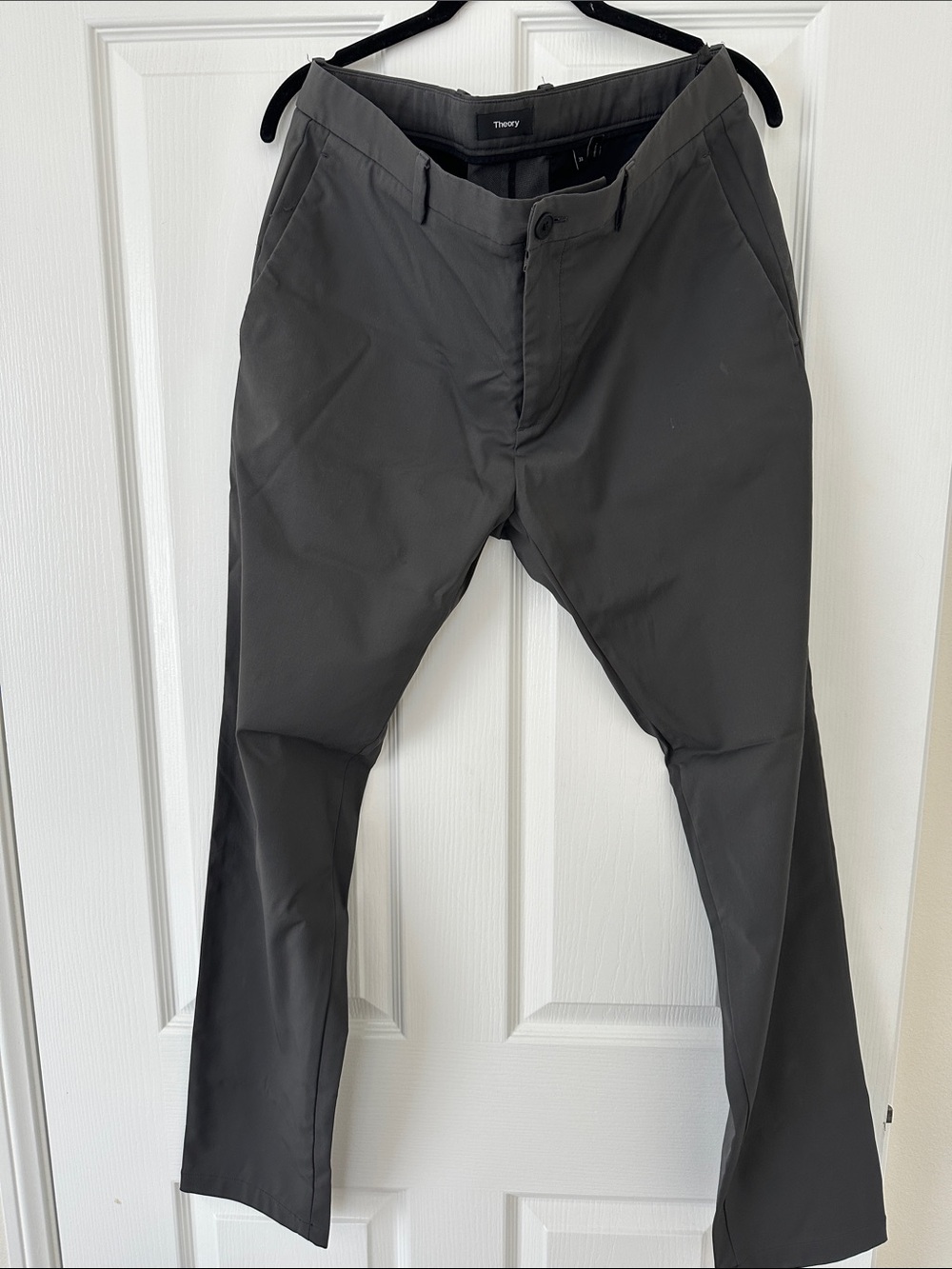 Theory Men's Charcoal Straight-Leg Chinos
